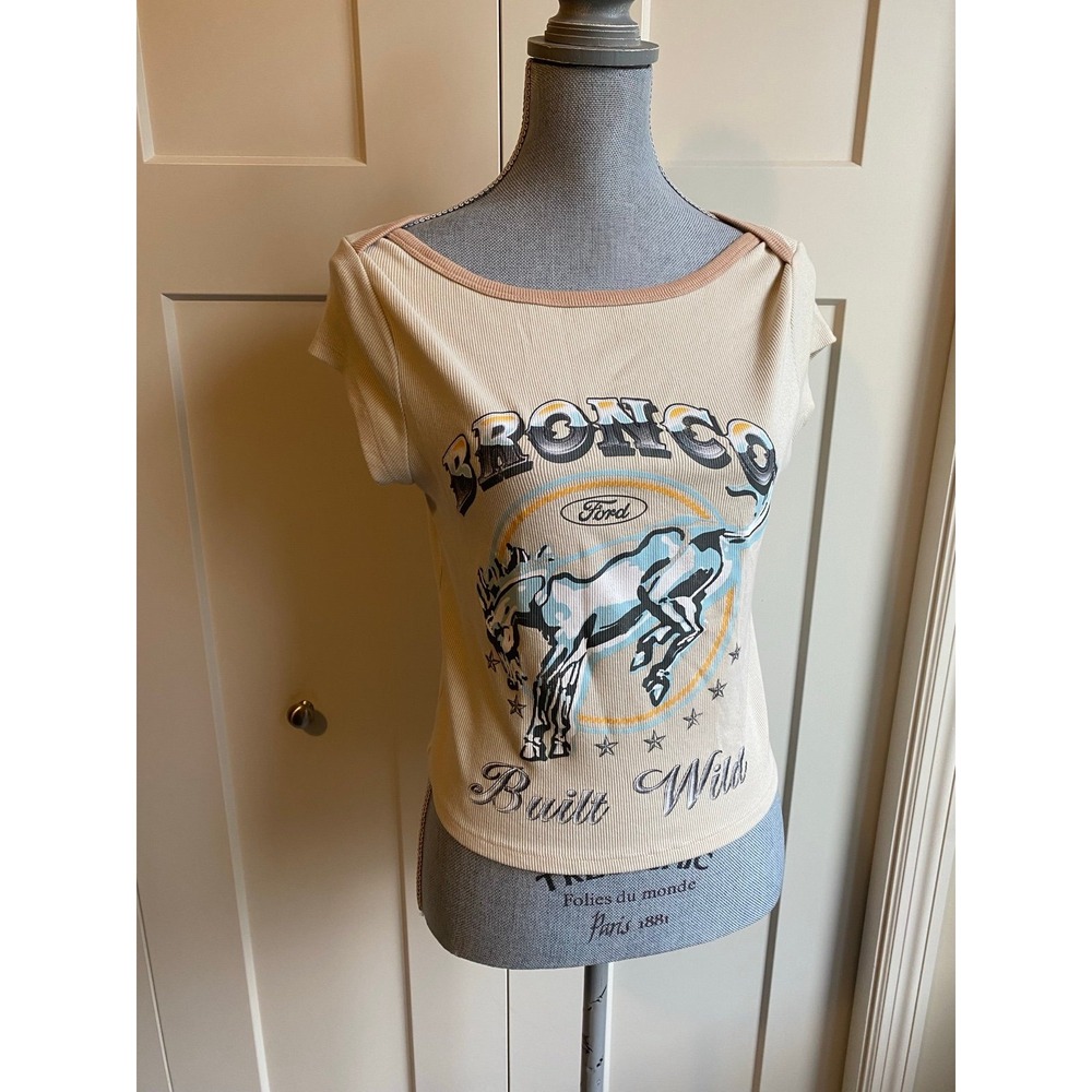 Ford Motor Co Built With Bronco Western CowBoy Horse Shirt Women Medium s63